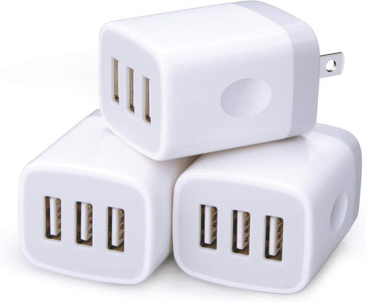 USB Charging Plug, Wall Charger Adapter,  3Pack Universal Travel 3.1A 3Muti Port Fast Charging Block Compatible with Iphone 17 16 15 14 13 SE 12Pro,Samsung Galaxy S26 S25 S24 S23 Ultra, Google