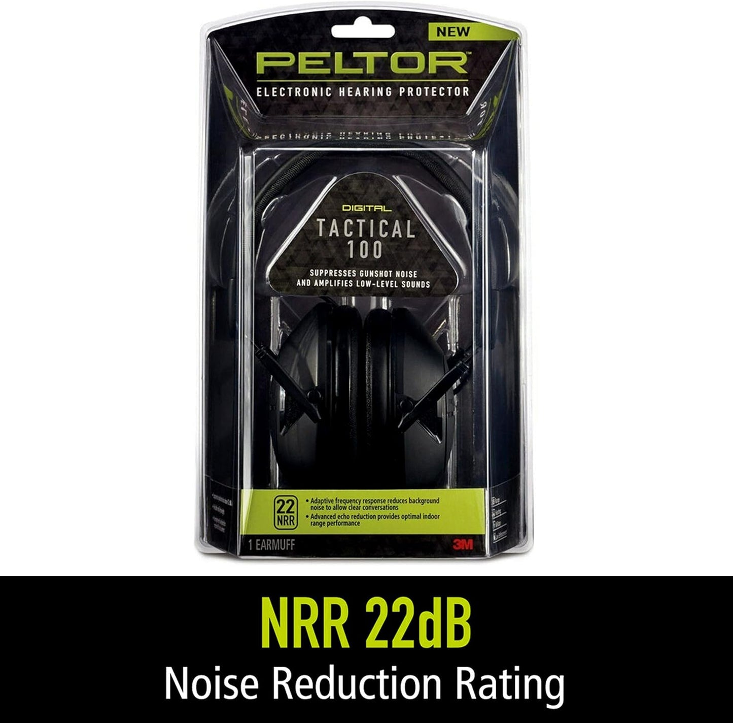 Sport Tactical 100 Electronic Hearing Protector, Ear Protection, NRR 22 Db, Ideal for the Range, Shooting and Hunting, TAC100-OTH