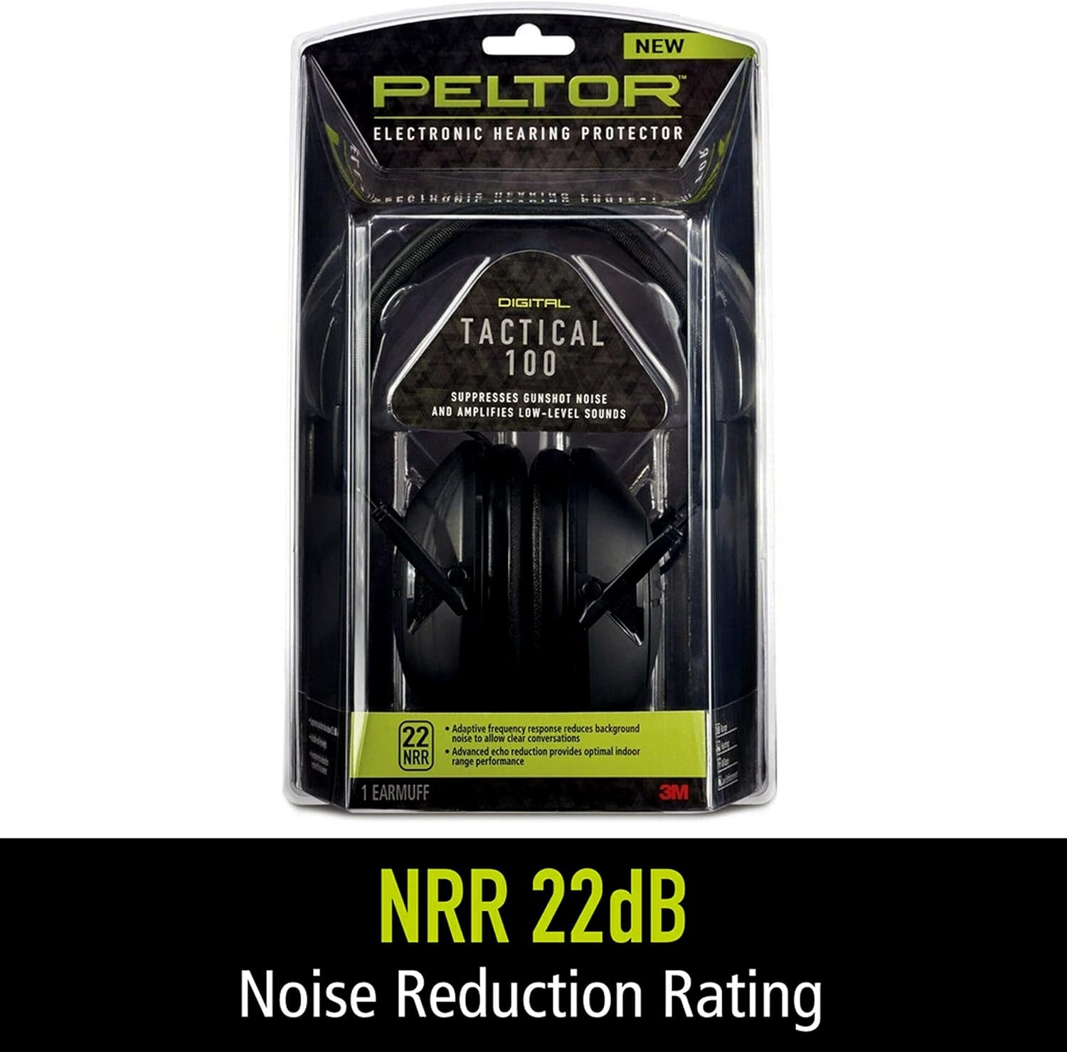 Sport Tactical 100 Electronic Hearing Protector, Ear Protection, NRR 22 Db, Ideal for the Range, Shooting and Hunting, TAC100-OTH