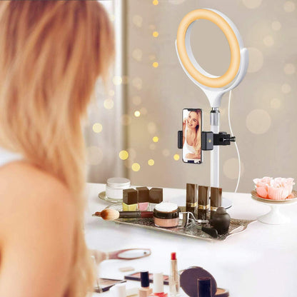 Zoom Light for Computer, Adjustable Desk Ring Light for Video Calls, Circle Light with Stand and Phone Holder, Video Conference Light for Laptop Virtual Meeting, Video Recording, Live Stream, Podcast