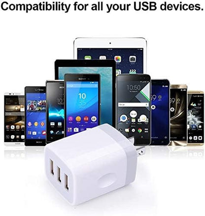 USB Charging Plug, Wall Charger Adapter,  3Pack Universal Travel 3.1A 3Muti Port Fast Charging Block Compatible with Iphone 17 16 15 14 13 SE 12Pro,Samsung Galaxy S26 S25 S24 S23 Ultra, Google